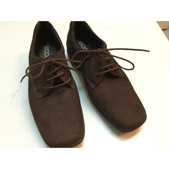 ECCO solid brown suede casual lace up shoes size8 - Picture 1 of 4